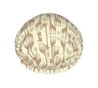 Hand Drawn Giraffes Printed Bathing Cap, Dual Layer Hair Protector, Elastic Hair Cover For Washing Face, 10.6in/27cm