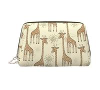 Hand Drawn Giraffes Printed Cosmetic Organizer, Shockproof Beauty Case Featuring Wide Zipper Opening for Travel