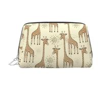 Hand Drawn Giraffes Printed Cosmetic Organizer, Shockproof Beauty Case Featuring Wide Zipper Opening for Travel