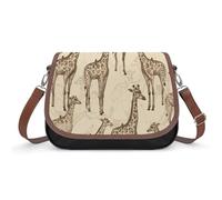 Hand Drawn Giraffes Shoulder Bag for Women, Handbag with Adjustable Strap & Inner Pocket, Crossbody Bag for Daily Commute Travel