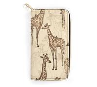 Hand Drawn Giraffes Slim Thin Credit Card Wallet, PU Leather Bifold Cash Wallet, Zipper Coin Pocket Id Window Wallet Storage Bag Wallet Coin Purse Pouch Change Holder Small with Zipper for Men And Wom