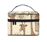 Hand Drawn Giraffes Travel Makeup Bag - Elegant and Spacious Cosmetic Organizer for On-The-Go