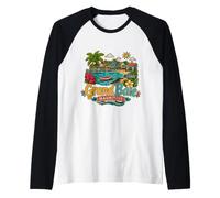Hand Drawn Grand Baie Mauritius Travel Landmark Gift Raglan Baseball Tee