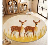 Hand-Drawn Grass Path Round Rugs 60 cm Area Rug Washable Moisture Barrier Round Carpet, Brown Soft Non-Slip Low Pile Circle Carpet - Entryway Office Bedroom Living Room Runner