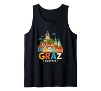Hand Drawn Graz Austria Travel Souvenir Landmark Gift Tank Top
