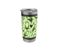 Hand Drawn Green Quaker Pattern Cute Parrot Stainless Steel Insulated Tumbler