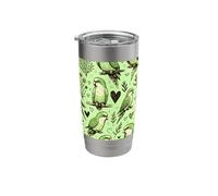 Hand Drawn Green Quaker Pattern Cute Parrot Stainless Steel Insulated Tumbler