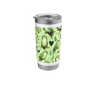 Hand Drawn Green Quaker Pattern Cute Parrot Stainless Steel Insulated Tumbler