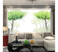 Hand Drawn Green Tree Creativity Modern 3D Wallpaper Premium Textured Silk Neutral Tones Material Ideal for Living Room Bedroom-400cm×280cm