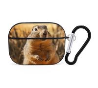 Hand Drawn Groundhog AirPods Pro 2 Case Cover, Shockproof Hard Shell Protective Case for Women Men, Compatible with Airpod Pro Case 2nd/1st Generation with Keychain-Black
