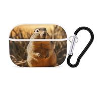 Hand Drawn Groundhog AirPods Pro Case Cover with Keychain Ring PC Hard Shell Protective Case for AirPods Pro 2nd for Women Men Generation Easy Open Full Drop Protection Cover White-Style