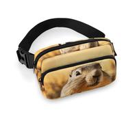 Hand Drawn Groundhog Fanny Pack with Multiple Pockets, Personalized Waist Bag with Zipper, Multifunctional Bum Bags for Travel, Belt Bag with Adjustable Strap, Crossbody Bags