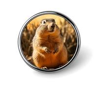 Hand Drawn Groundhog Round Badge Brooch Lightweight Lapel Tie Pins Unique Gifts Metal Brooch Badge For Hat Shirt Clothing Bags Decoration