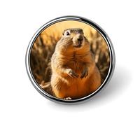 Hand Drawn Groundhog Round Badge Cute Enamel Lapel Pin Brooches Button Pin Personalized Clothing Decoration Unisex Badge Holder Hats Bags Shirts Decor