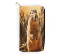 Hand Drawn Groundhog Slim Thin Credit Card Wallet, PU Leather Bifold Cash Wallet, Zipper Coin Pocket Id Window Wallet Storage Bag Wallet Coin Purse Pouch Change Holder Small with Zipper for Men And Wo