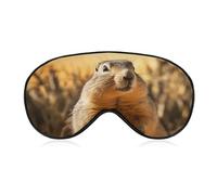 Hand Drawn Groundhog Travel Eye Mask Blackout Eye Mask for Sleeping Airplane Eyemask with Adjustable Strap Sleep Masks for Women Men Soft Night Blindfold Eyemask
