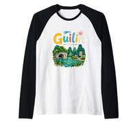 Hand Drawn Guilin China Travel Souvenir Landmark Gift Raglan Baseball Tee