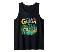Hand Drawn Guilin China Travel Souvenir Landmark Gift Tank Top