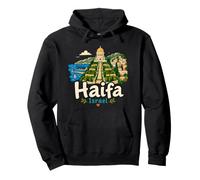 Hand Drawn Haifa Israel Travel Souvenir Landmark Gift Pullover Hoodie