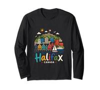 Hand Drawn Halifax Canada Travel Souvenir Landmark Gift Long Sleeve T-Shirt