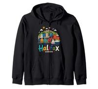 Hand Drawn Halifax Canada Travel Souvenir Landmark Gift Zip Hoodie