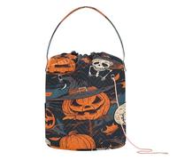 Hand Drawn Halloween Illustration Crochet Yarn Bag Small Yarn Storage Portable Needle Storage for Knitting Needle Crochet Supply