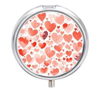 Hand Drawn Heart Pill Box Case 3 Compartment Travel Medicine Pill Organizer 3x A Day Portable Vitamin Organizer with Mirror Small Pillbox for Purse & Pocket Cute Daily Medicine Container Metal Vitamin