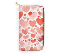 Hand Drawn Heart Slim Thin Credit Card Wallet, PU Leather Bifold Cash Wallet, Zipper Coin Pocket Id Window Wallet Storage Bag Wallet Coin Purse Pouch Change Holder Small with Zipper for Men And Women
