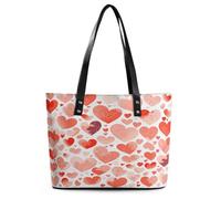 Hand Drawn Heart Tote Bag Large Soft Leather Purse with Zipper Lightweight Ladies Shoulder Handbag