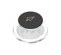 Hand Drawn Heart with Arrow Minimalist Beige Anthracite PopSockets PopGrip for MagSafe