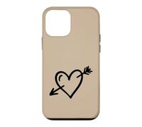 Hand Drawn Heart with Arrow Minimalist Beige/Tan Case for iPhone 12 mini