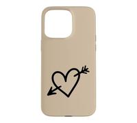 Hand Drawn Heart with Arrow Minimalist Beige/Tan Case for iPhone 15 Pro Max