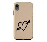 Hand Drawn Heart with Arrow Minimalist Beige/Tan Case for iPhone XR