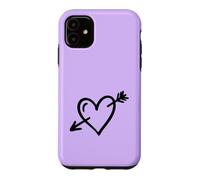 Hand Drawn Heart with Arrow Minimalist Lilac Case for iPhone 11