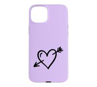 Hand Drawn Heart with Arrow Minimalist Lilac Case for iPhone 15 Plus