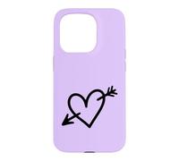 Hand Drawn Heart with Arrow Minimalist Lilac Case for iPhone 15 Pro