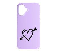 Hand Drawn Heart with Arrow Minimalist Lilac Case for iPhone 16
