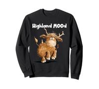 Hand Drawn Highland MOOd Funny Highland Cow Cartoon Design Sweatshirt