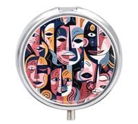 Hand Drawn Human Faces Pill Case Pill Box with 3 Compartments