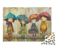 Hand-drawn Illustration Rainy Girls 1000 Piece Paper Jigsaw Puzzle for Adults Brain Training Home Art Paper Puzzle Educational 52x38cm/1000pcs