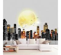 Hand Drawn Ink Art Geometric Architecture Sunrise 3D Wallpaper Textured Silk Easy Install Living Room Sofa Bedroom Dining Room Home Decoration Wall-150cm×105cm