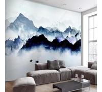 Hand Drawn Ink Wash Mountain Peaks Mist Flying Birds Graffiti 3D Wallpaper Premium Textured Silk Study Dining Living Room Bedroom Sofa TV Wall Easy Install-430cm×300cm