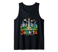 Hand Drawn Jakarta Indonesia Travel Souvenir Landmark Gift Tank Top