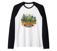 Hand Drawn Kinshasa DR Congo Travel Souvenir Landmark Gift Raglan Baseball Tee