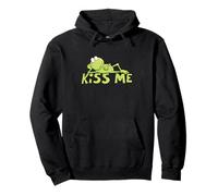 Hand Drawn Kiss Me Frog Cute Cartoon Frog Prince Design Pullover Hoodie