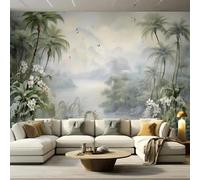 Hand Drawn Landscapes Plants Flowers and Birds Modern 3D Wallpaper Premium Textured Silk Neutral Tones Material Ideal for Living Room Bedroom-350cm×256cm