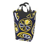 Hand-drawn Lemon, Lemon Slices, Fruit Pattern, Laundry Hamper, Collapsible Laundry Basket Large Durable Storage Bin with Handles 50L
