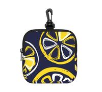 Hand-Drawn Lemon, Lemon Slices, Fruit Pattern, Square Zipper Storage Bag, Neoprene Coin Purse, Small Wallets, Change Pouch, Change Purse