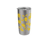 Hand Drawn Lemon Pattern in Yellow Stainless Steel Insulated Tumbler