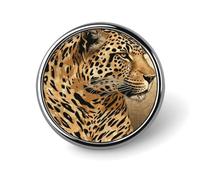 Hand Drawn Leopard Round Aluminum Alloy Pin Badge Lapel Pin